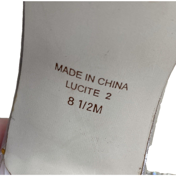 Valerie Stevens Lucite 2 Silver Rhinestones High Heels Ankle Strap Shoes US 8.5M - Picture 9 of 11